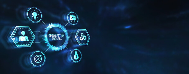 Internet, business, Technology and network concept. Optimization Software Technology Process System Business concept. 3d illustration.