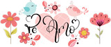 I love You vector. LOVE YOU text hand lettering with birds and hearts of love. Love infinity, Valentines day celebration. Illustration love you.