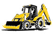 Construction equipment illustration. Backhoe loader, tractor. Icon style, flat two colors illustrations.
