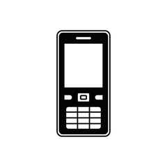 Poster - mobile phone icon in black flat glyph, filled style isolated on white background