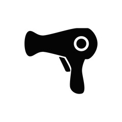 Sticker - blowdryer, hair dryer icon in black flat glyph, filled style isolated on white background