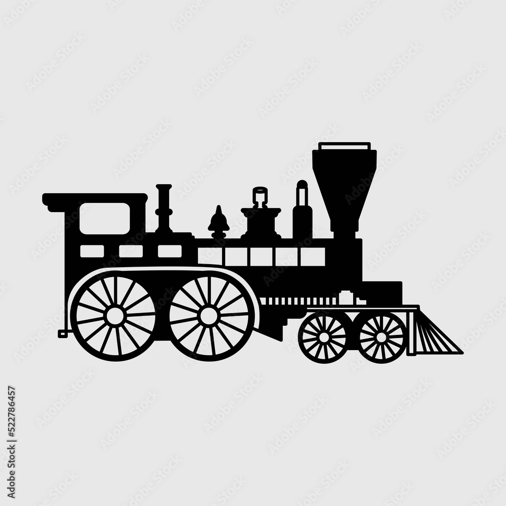 Vintage Train SVG Cut File, Classic Train Svg, Steam Train Svg, Old Style  Train Svg, Vintage Retro Train Svg, Vintage Train Silhouette, Stock Vector  | Adobe Stock, image size:1000x1000