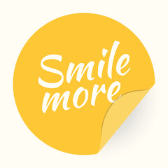 Leinwandbilder - Smile more hand drawn lettering. Promotional sticker with a turned edge on white background