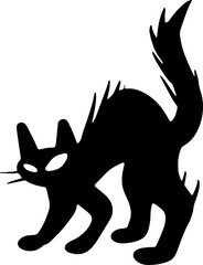 Silhouette Halloween Black cat, isolated on Transparency background, illustration of elements for halloween. Tattoo