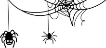 Halloween Spider Web And Spiders Isolated On Transparency Background,. Illustration Of Elements For Halloween. Tattoo.
