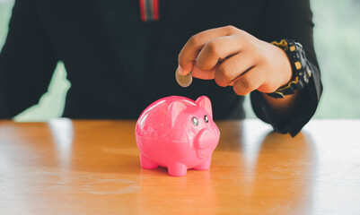 Sticker - piggy bank and hand