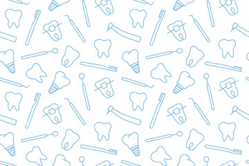 dental pattern, toothbrush, implant, tooth, bracket, dentist tools outline icons- vector illustration