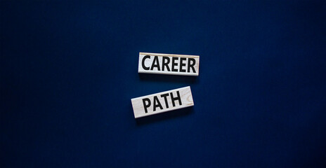 Wall Mural - Career path symbol. Concept words Career path on wooden blocks on a beautiful black table black background. Business Career path concept. Copy space.