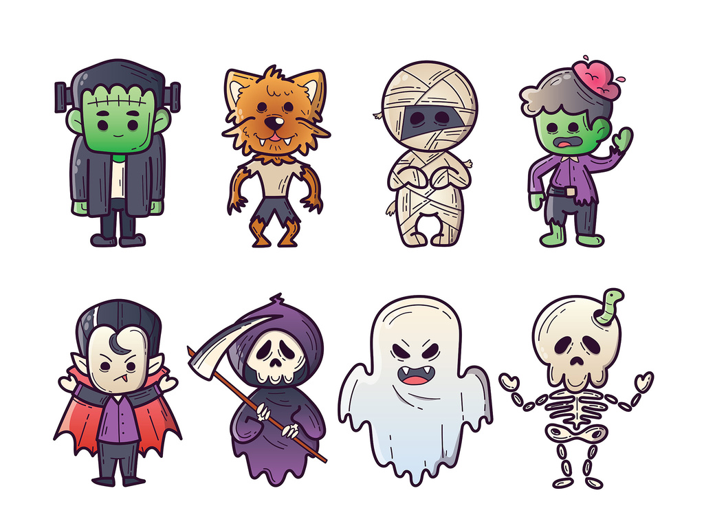 Cartoon halloween characters discount
