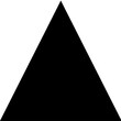 Black filled triangle shape, design element. Isolated png illustration, transparent background. Asset for overlay, texture, pattern, montage, collage, mark making, brush, stamp, grain source.