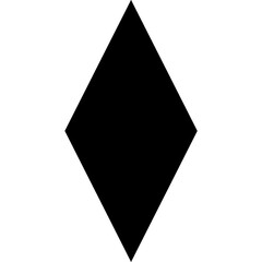 black filled diamond, rhombus shape, design element. isolated png illustration, transparent backgrou