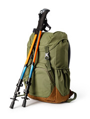 backpack and trekking poles