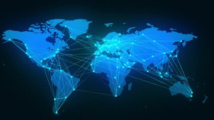 Aufkleber - Global  background/World map, countries cities are connected by lines. Global communications, logistics, transport and trade. Transmission lines for goods and services and social networks. 