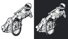 Speedway Rider Vector Line Art Illustration