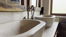 Marble Washbasin With Antique Bronze Faucet