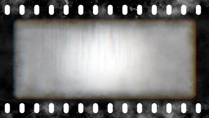 Wall Mural - vintage grunge film frame isolated on white background. dirty gritty analog chromatic aberration bor