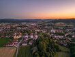 Aerial view on the city Stockach in Germany.