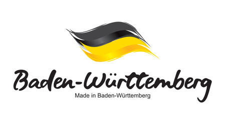 Wall Mural - Made in Baden-Württemberg handwritten flag ribbon typography lettering logo label banner