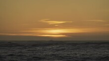 Sunset Over The Sea - Golden Hour Orange Ocean Waves Timelapse