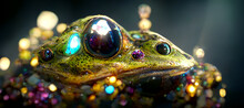 Green Skin Reptile Frog Close Up  Scaly Skin Digital Art Illustration Painting Hyper Realistic Digital Art Illustration Painting Hyper Realistic