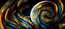 Swirls On Jupiter Stained Glass Digital Art Illustration Painting Hyper Realistic