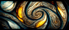 Swirls On Jupiter Stained Glass Digital Art Illustration Painting Hyper Realistic
