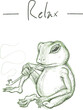 Funny frog smoking