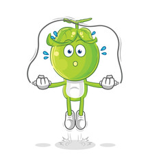 Canvas Print - pea head jump rope exercise. character vector