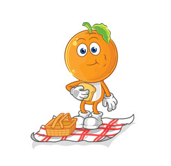 Wall Mural - orange head on a picnic cartoon. cartoon mascot vector