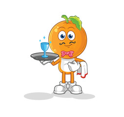 Canvas Print - orange head waiter cartoon. cartoon mascot vector