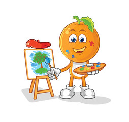 Canvas Print - orange head artist mascot. cartoon vector