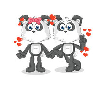 Panda Dating Cartoon. Character Mascot Vector