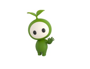 Wall Mural - Leaf Mascot character shows okay or OK gesture in 3d rendering.