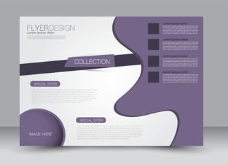 Wall Mural - Flyer, brochure, billboard, magazine cover template design landscape orientation for education, presentation, website. Purple color. Editable vector illustration.