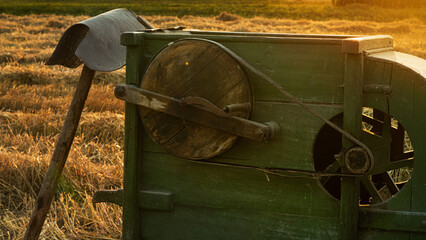 Wall Mural - Old retro wheat mill. homemade. home-made device for winnowing grain.