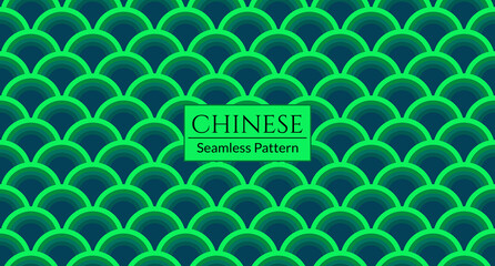 Wall Mural - Green chinese seamless pattern, oriental background. Vector illustration.