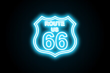 Route 66 Us Glowing Neon Sign Symbol 