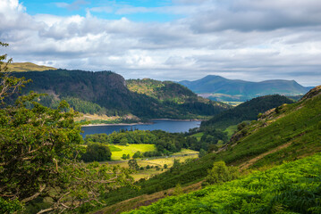 Wall Mural - National Park Lake District, Helvellyn Hills, view while climbing Lake Thirlmere and Red Tarm, crossing Striding Edge and Swirral Edge during fog, 2022.