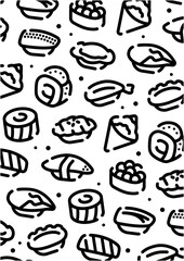 Wall Mural - Sushi pattern background for graphic design.A-size vertical.