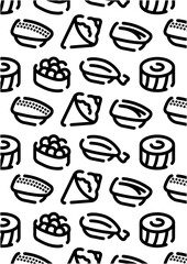 Sticker - Sushi pattern background for graphic design.A-size vertical.