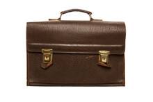 Vintage Leather Briefcase Isolated With Transparent Background