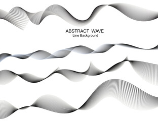 Abstract wavy gray stream element for design on a white background isolated. It used for Web, Desktop background, Wallpaper, Business banner, poster. Wave with lines created using blend tool.