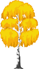 Poster - Yellow birch cartoon autumn season forest plant