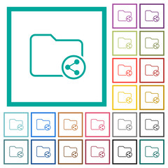 Sticker - Directory share outline flat color icons with quadrant frames