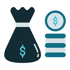 Wall Mural - money and money sack icon on transparent background