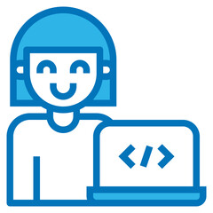 developer coding programmer software development - blue icon