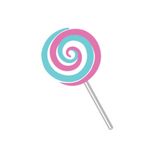 Lollipop Isolated On White. Vector Illustration. Candy Icon. Pink Lollipop.