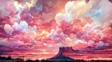 Pink Landscape Background Wallpaper Illustration 