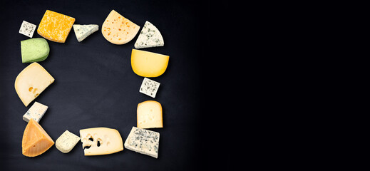 Sticker - Various types of cheese on a black