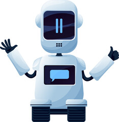 Poster - Cartoon robot, chatbot with speech bubble, bot